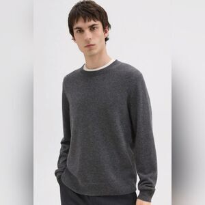 Theory Men's Hilles Crewneck Cashmere Supreme Sweater Heathered Gray Size S EUC